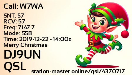 QSL Card for DJ9UN QSO with W7WA