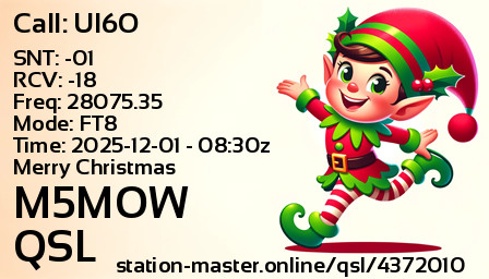 QSL Card for M5MOW QSO with UI6O