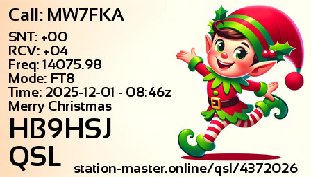 QSL Card for HB9HSJ QSO with MW7FKA