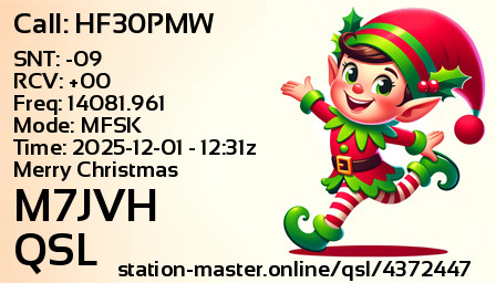 QSL Card for M7JVH QSO with HF30PMW