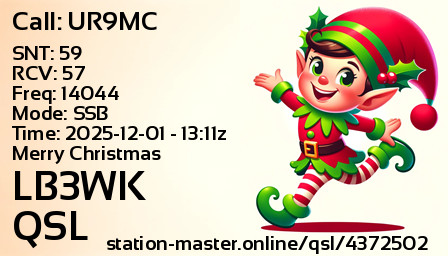 QSL Card for LB3WK QSO with UR9MC