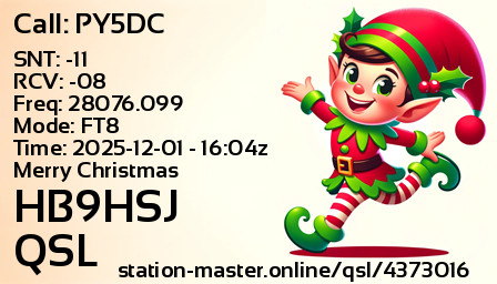 QSL Card for HB9HSJ QSO with PY5DC