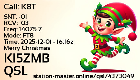 QSL Card for KI5ZMB QSO with K8T