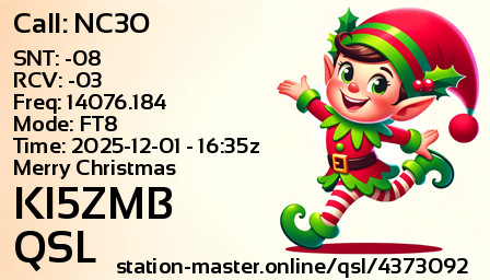 QSL Card for KI5ZMB QSO with NC3O