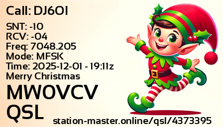 QSL Card for MW0VCV QSO with DJ6OI