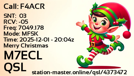 QSL Card for M7ECL QSO with F4ACR