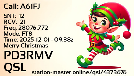 QSL Card for PD3RMV QSO with A61FJ