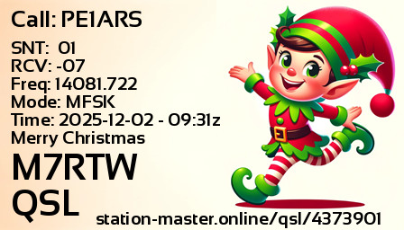 QSL Card for M7RTW QSO with PE1ARS