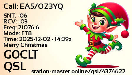 QSL Card for G0CLT QSO with EA5/OZ3YQ