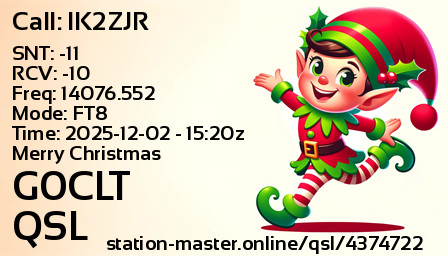 QSL Card for G0CLT QSO with IK2ZJR