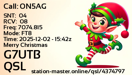 QSL Card for G7UTB QSO with ON5AG