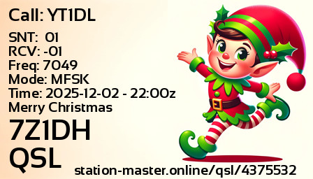QSL Card for 7Z1DH QSO with YT1DL