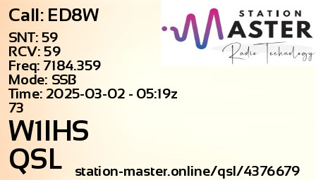QSL Card for W1IHS QSO with ED8W