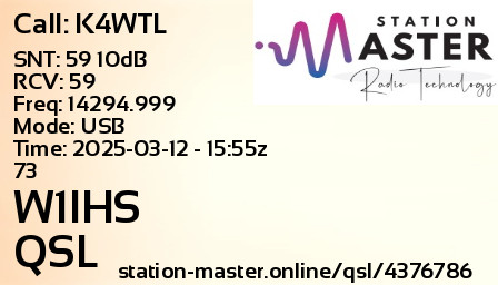 QSL Card for W1IHS QSO with K4WTL