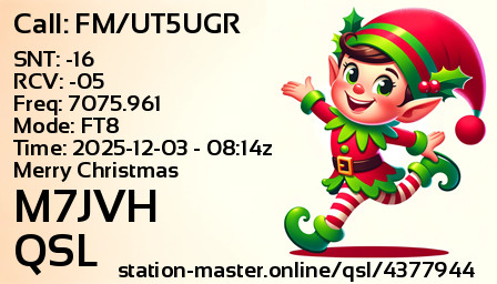 QSL Card for M7JVH QSO with FM/UT5UGR