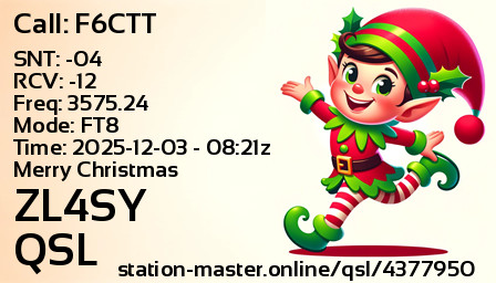 QSL Card for ZL4SY QSO with F6CTT