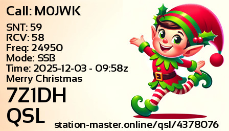 QSL Card for 7Z1DH QSO with M0JWK