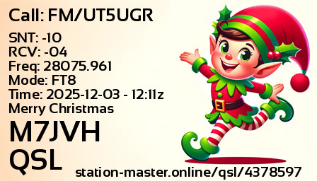 QSL Card for M7JVH QSO with FM/UT5UGR