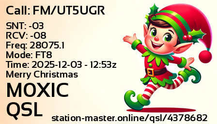 QSL Card for M0XIC QSO with FM/UT5UGR