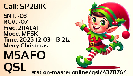 QSL Card for M5AFO QSO with SP2BIK