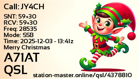 QSL Card for A71AT QSO with JY4CH
