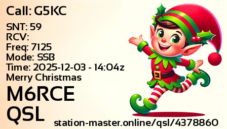 QSL Card for M6RCE QSO with G5KC