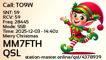 QSL Card for MM7FTH QSO with TO9W