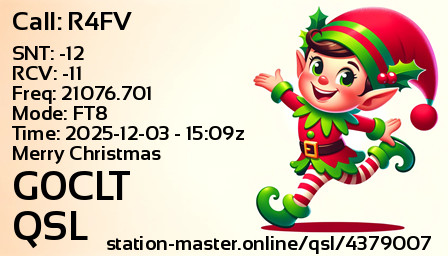 QSL Card for G0CLT QSO with R4FV