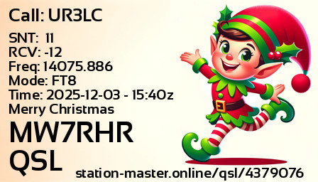 QSL Card for MW7RHR QSO with UR3LC