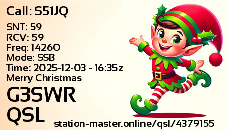 QSL Card for G3SWR QSO with S51JQ