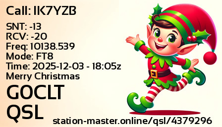 QSL Card for G0CLT QSO with IK7YZB