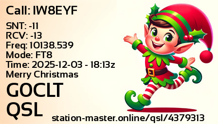 QSL Card for G0CLT QSO with IW8EYF