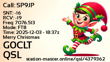 QSL Card for G0CLT QSO with SP9JP