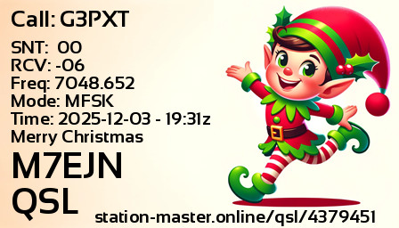 QSL Card for M7EJN QSO with G3PXT