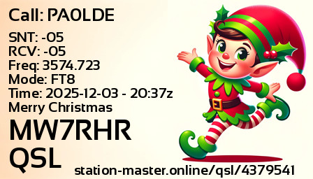QSL Card for MW7RHR QSO with PA0LDE