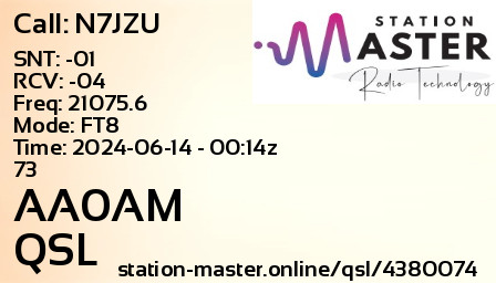 QSL Card for AA0AM QSO with N7JZU