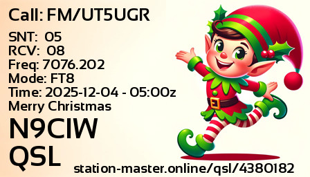 QSL Card for N9CIW QSO with FM/UT5UGR
