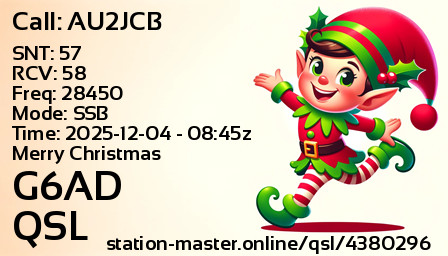 QSL Card for G6AD QSO with AU2JCB