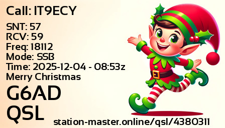QSL Card for G6AD QSO with IT9ECY