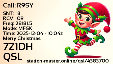 QSL Card for 7Z1DH QSO with R9SY