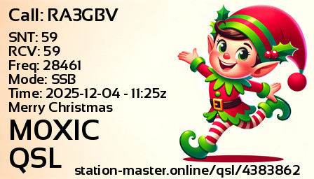 QSL Card for M0XIC QSO with RA3GBV