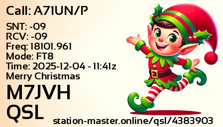 QSL Card for M7JVH QSO with A71UN/P
