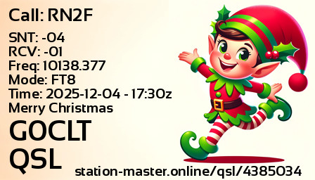 QSL Card for G0CLT QSO with RN2F
