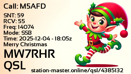QSL Card for MW7RHR QSO with M5AFD