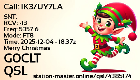 QSL Card for G0CLT QSO with IK3/UY7LA