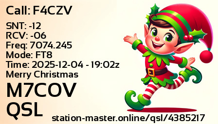 QSL Card for M7COV QSO with F4CZV