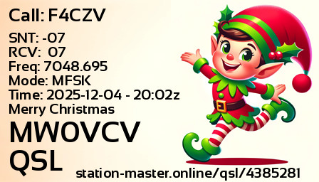 QSL Card for MW0VCV QSO with F4CZV