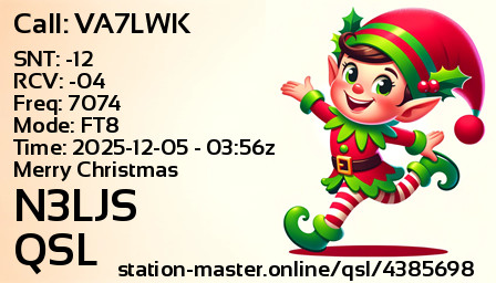 QSL Card for N3LJS QSO with VA7LWK