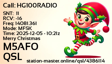 QSL Card for M5AFO QSO with HG100RADIO