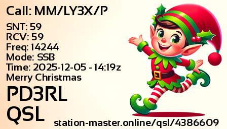 QSL Card for PD3RL QSO with MM/LY3X/P